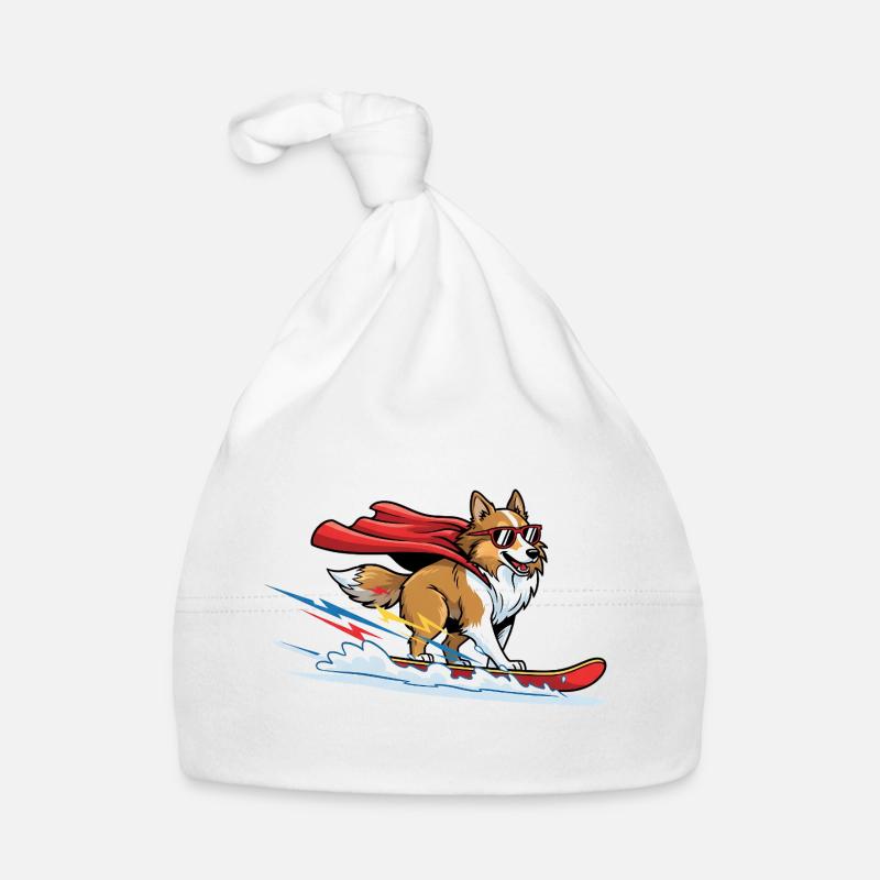 Superheld Corgi Mit Cape Auf Surfbrett Baby Bio-Mütze