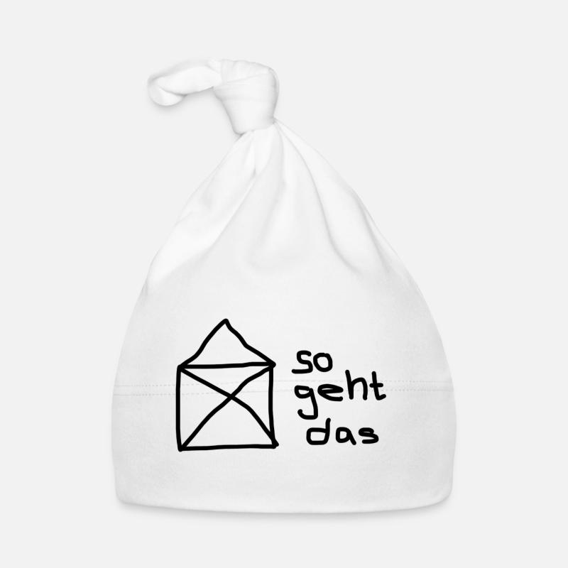So geht das: Envelope Handlettering - Baby Bio-Mütze - Weiß