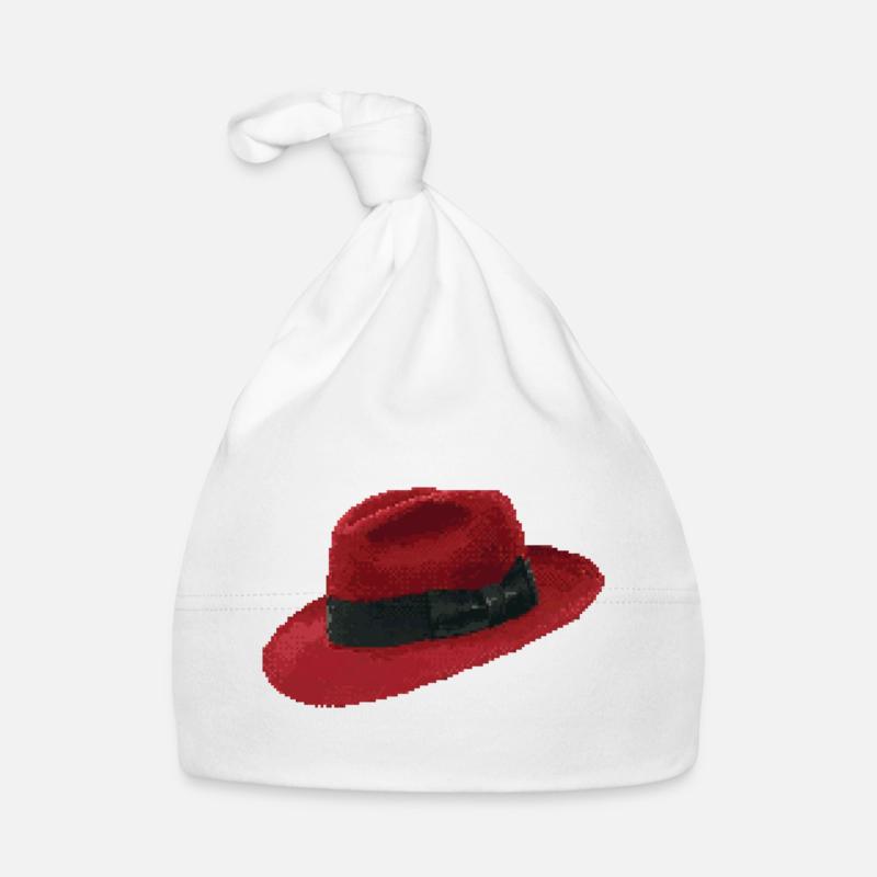 Retro Pixel Art Red Fedora Hat - Baby Bio-Mütze - Weiß