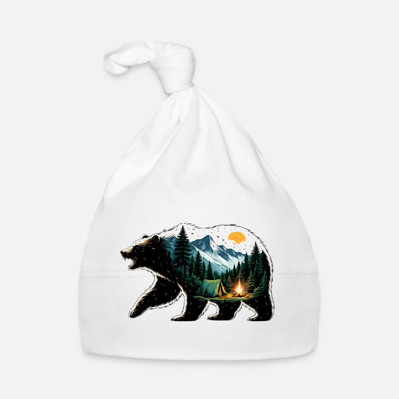 Ursine Adventure: Mountain Camping Organic Baby Cap