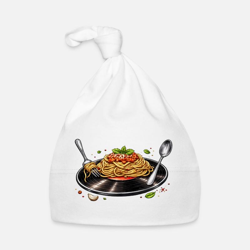 Spaghetti auf Vinyl-Schallplatte Baby Bio-Mütze
