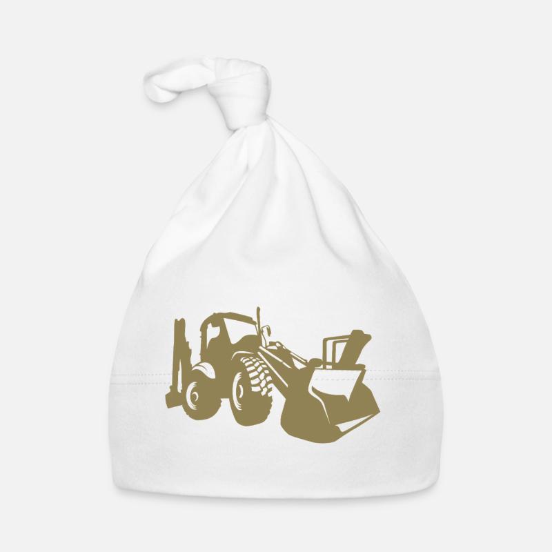 Excavator Wheel Loader Construction Equipment Operator Silhouette Organic Baby Cap