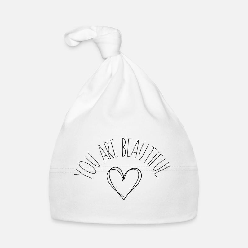 Silhouette des lignes de cœur - Bonnet bio Bébé - blanc