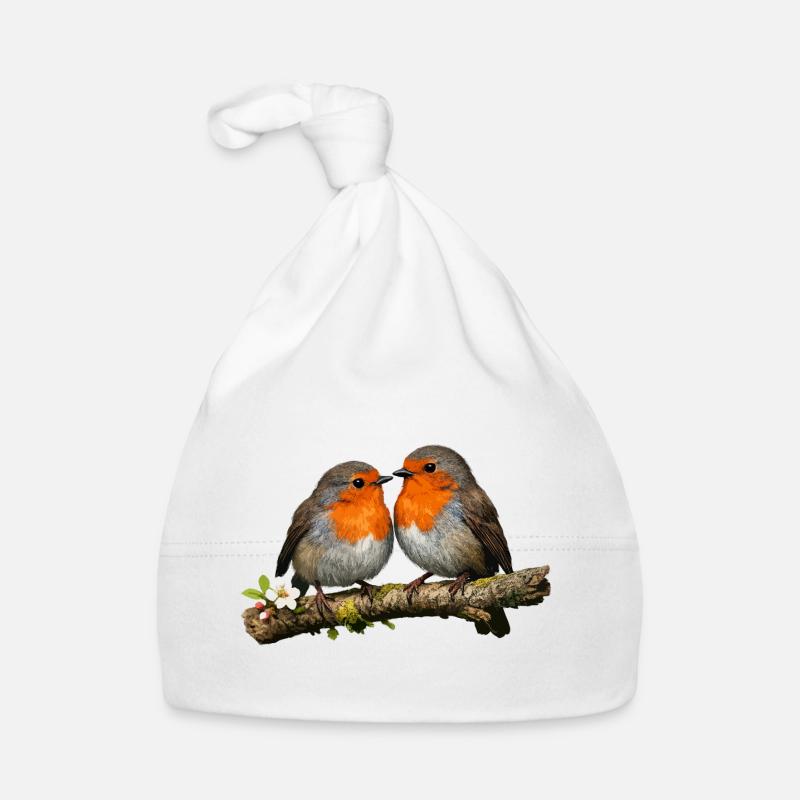 Duo Red Robin on Branch Organic Baby Cap