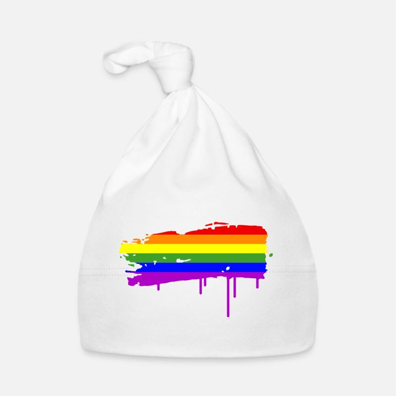 Regenbogenfahne Graffiti - Baby Bio-Mütze - Weiß