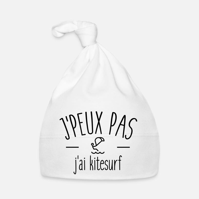 Je peux pas j'ai kitesurf - Bonnet bio Bébé - blanc