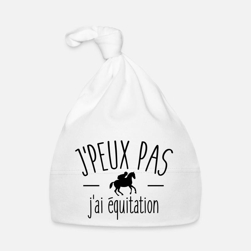 Je peux pas j'ai équitation - Bonnet bio Bébé - blanc
