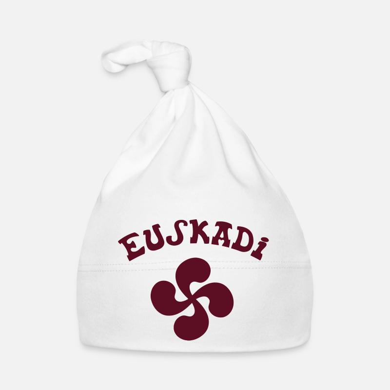 Croix Basque Rouge vectoriel - Bonnet bio Bébé - blanc