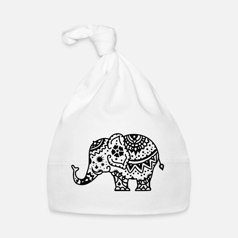 Éléphant indien décoré Bonnet bio Bébé