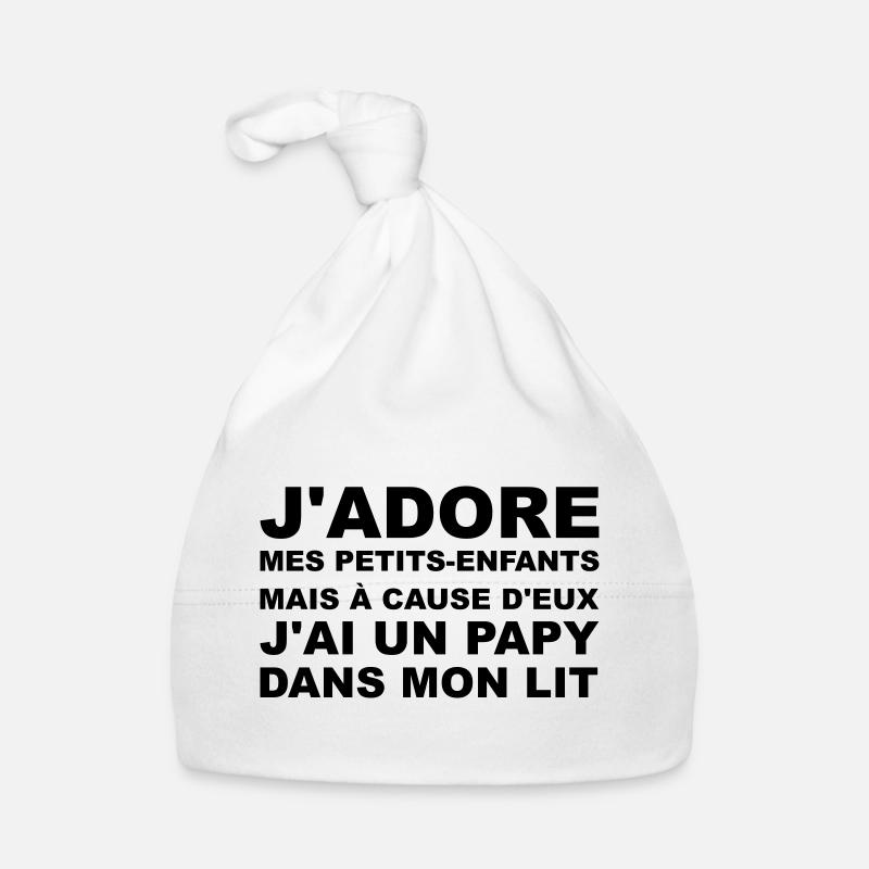 Papy dans mon lit - Bonnet bio Bébé - blanc