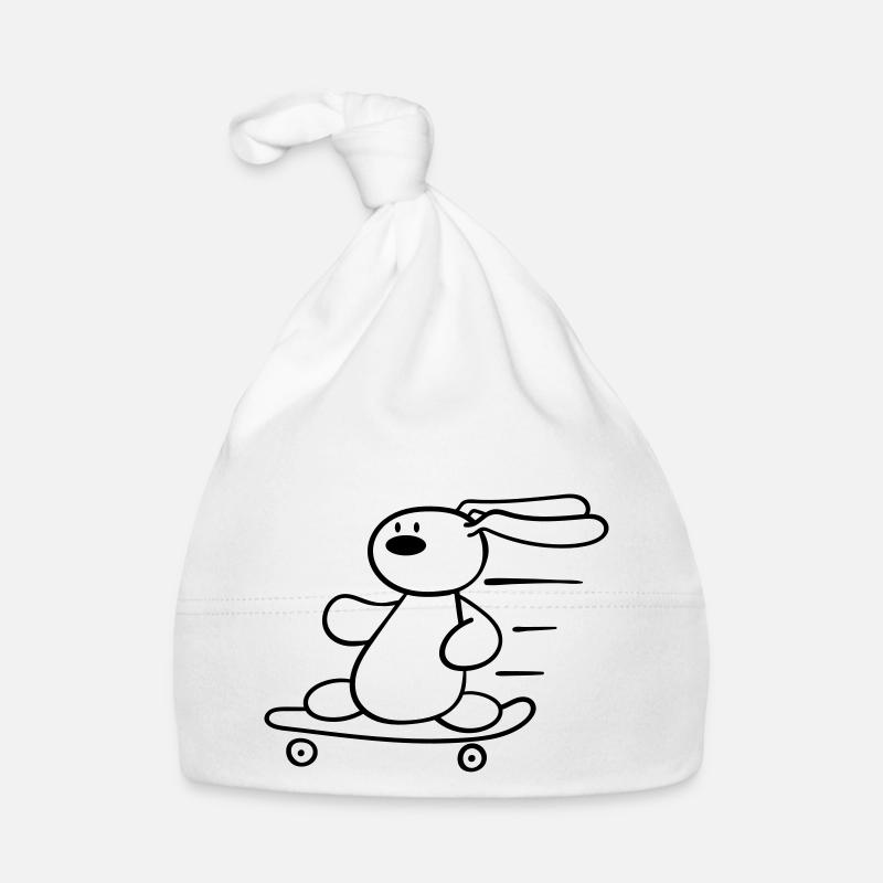 Un mignon lapin exécute skateboard Bonnet bio Bébé