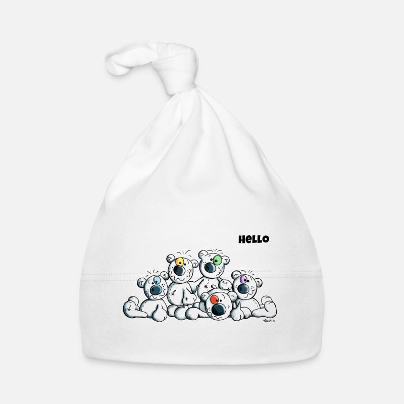 Hello Teddys - Polar Bear - Bears - Comic - Organic Baby Cap - white