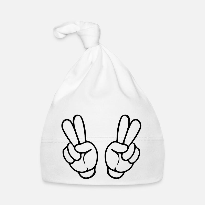 hands peace comic Baby Bio-Mütze