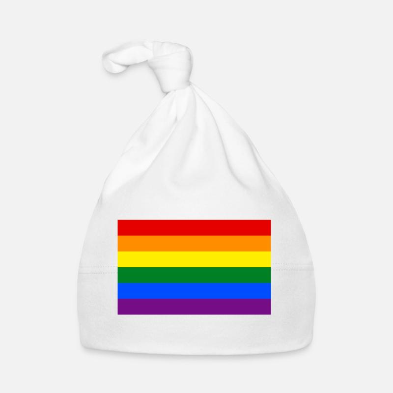 autocollant gay pride drapeau drapeau arc-en-ciel lgbt - Bonnet bio Bébé - blanc
