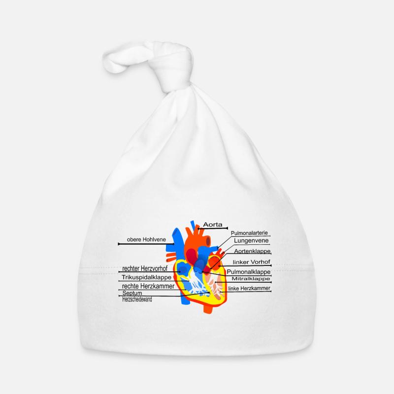Coeur anatomique, Cor, - Bonnet bio Bébé - blanc