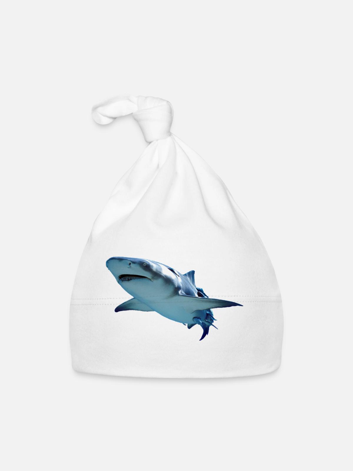 requin - Bonnet bio Bébé - blanc - Devant