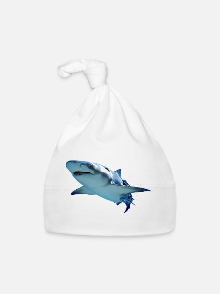 shark - Organic Baby Cap - white - Front