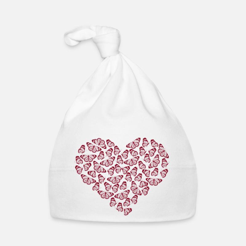 butterfly heart - Bonnet bio Bébé - blanc