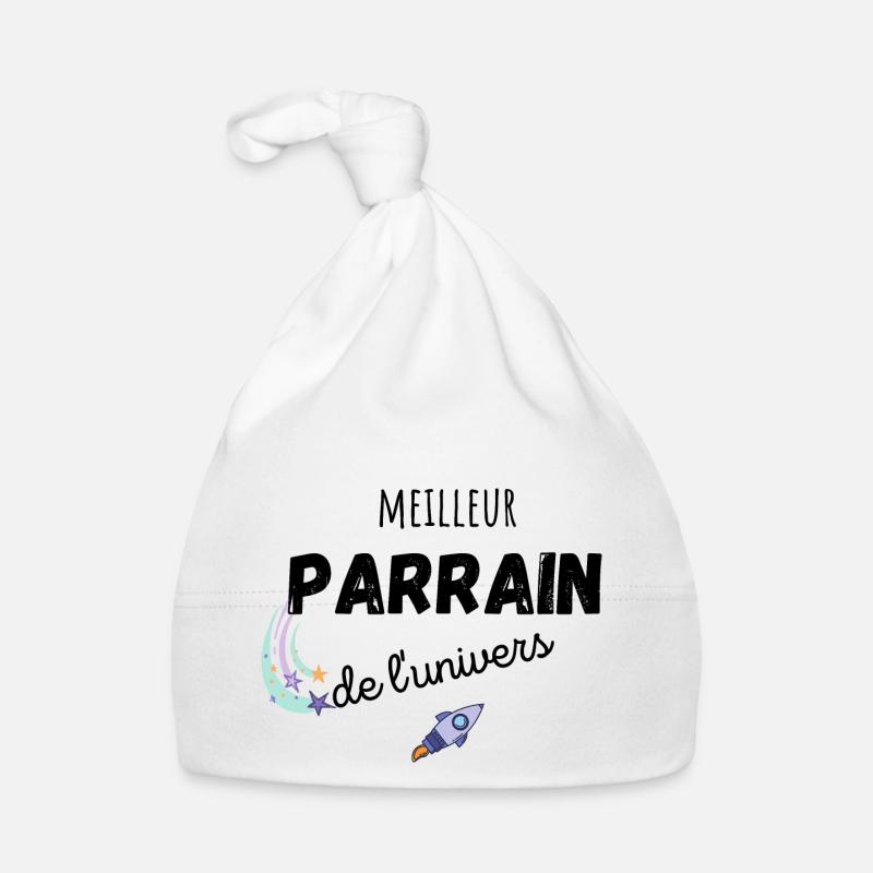 meilleur parrain de l'univers cadeau parrain - Bonnet bio Bébé - blanc