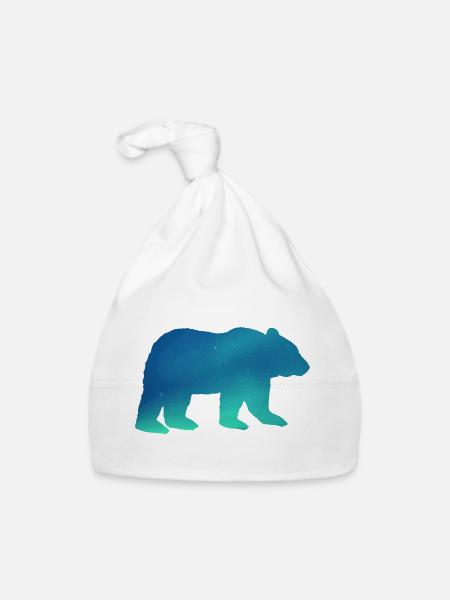 Silhouette d’ours - Bonnet bio Bébé - blanc - Devant