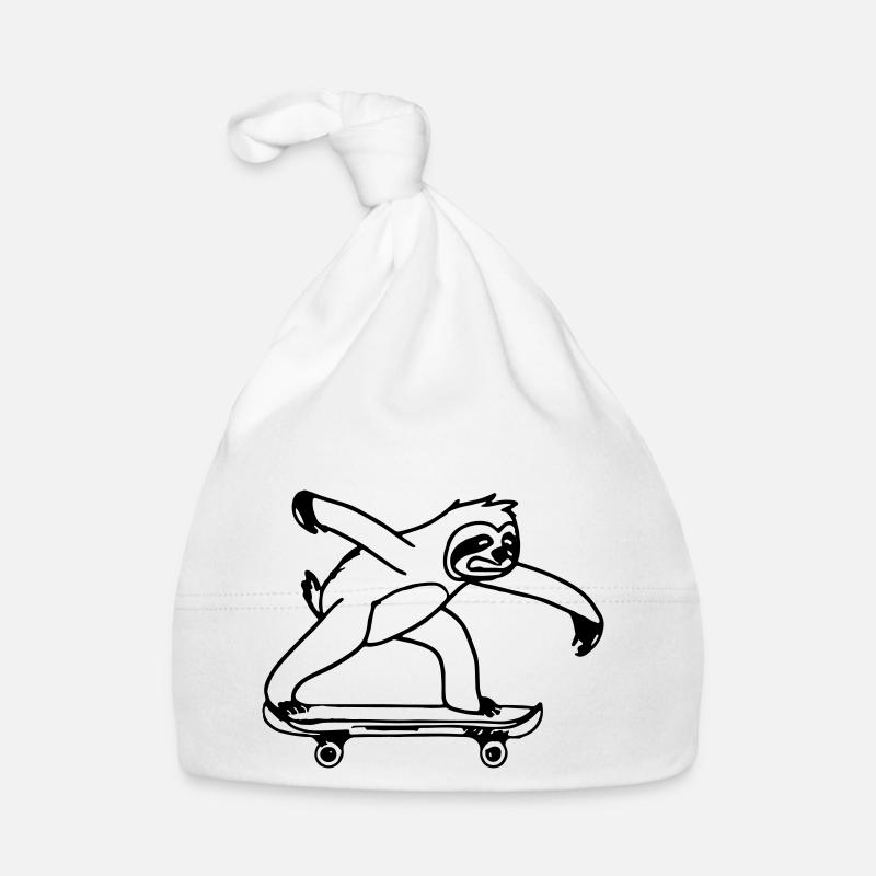 Faultier Skateboard Lustig Geschenkidee Baby Bio-Mütze