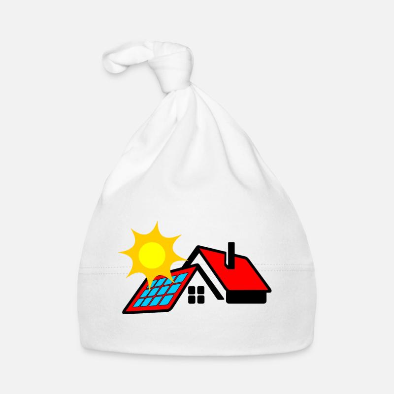 Logo solar panel on bungalow house with sun Organic Baby Cap