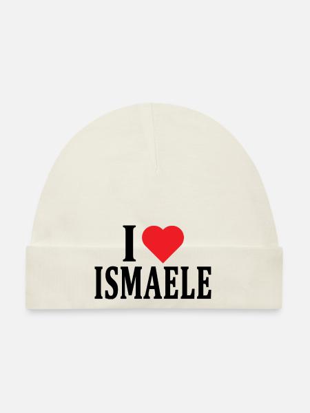 T-Shirt Name I love Ishmael Geschenkidee T-Shirt - Baby Bio-Mütze - Weiß - Vorne