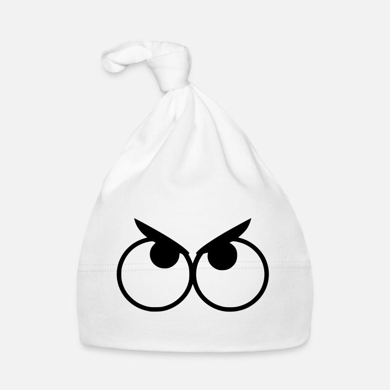 Angry looking eyes with eyebrows # Organic Baby Cap