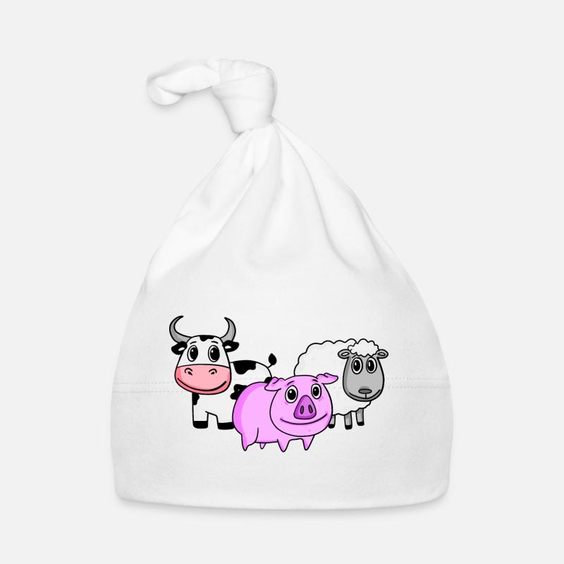 Animaux mignons - Bonnet bio Bébé - blanc