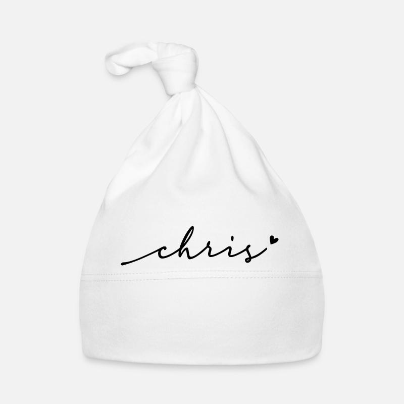 Chris Cursive Name Organic Baby Cap