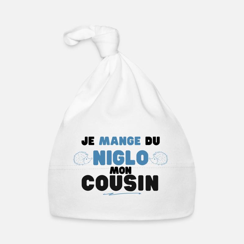 Je Mange Du Niglo Moi Cousin - Bonnet bio Bébé - blanc