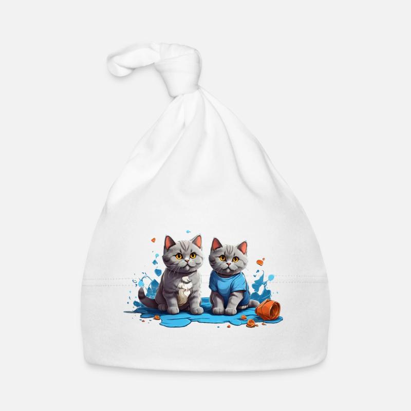 Cat Lovers in Blue Puddle Organic Baby Cap