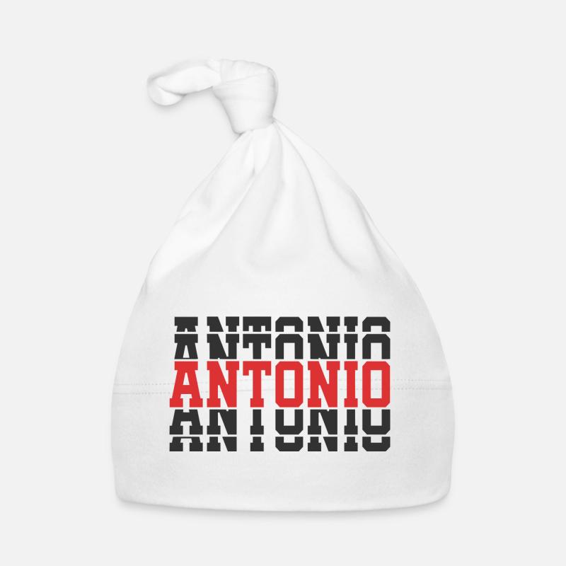 Antonio T-Shirt Geschenkidee gestapelter Text Baby Bio-Mütze