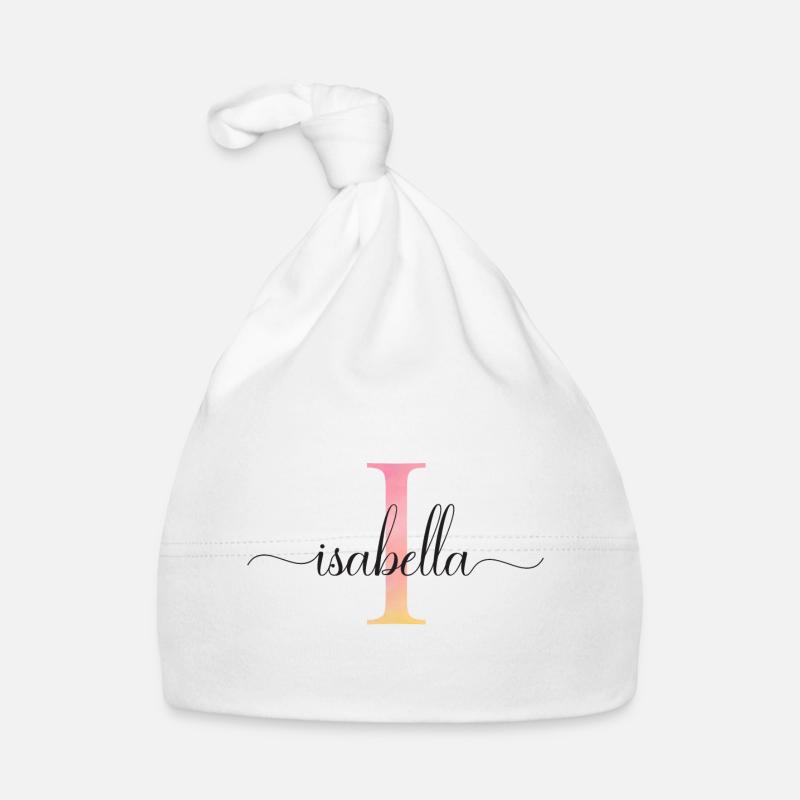 J | Monogramme | Nom | Isabelle |Aquarelle Bonnet bio Bébé