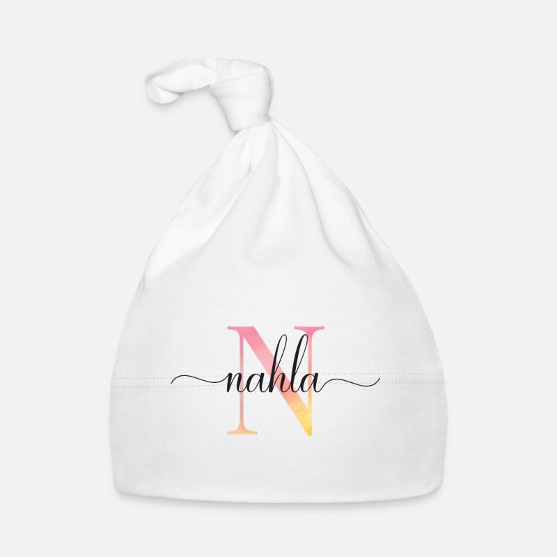 N | Monogram | Name | Nahla |Watercolor Organic Baby Cap