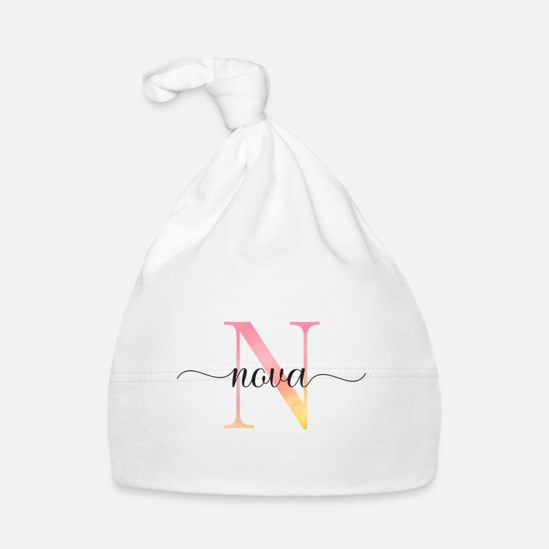 N | Monogramm | Name | Nova |Watercolor Baby Bio-Mütze