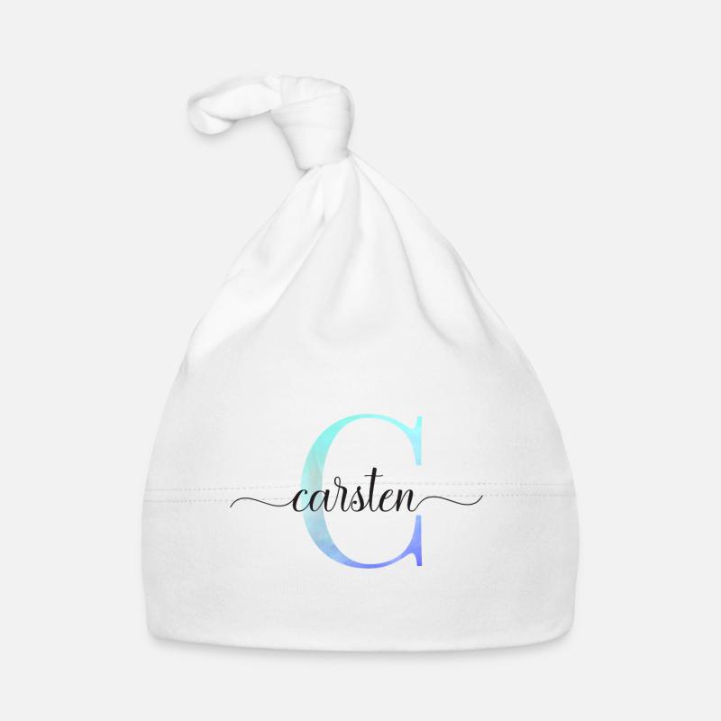 C| Monogramme | Nom | Carsten| Aquarelle Bonnet bio Bébé