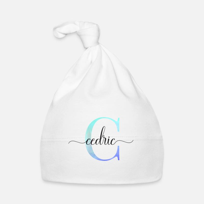 C| Monogram | Name | Cedric| Watercolor Organic Baby Cap