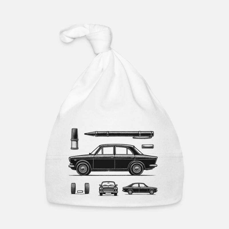 Schwarzer Oldtimer - Baby Bio-Mütze - Weiß