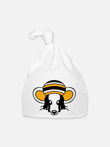 Souris Raggae Jamaica Chapeau Rasta Lure Chill Hat - Bonnet bio Bébé - blanc - Devant