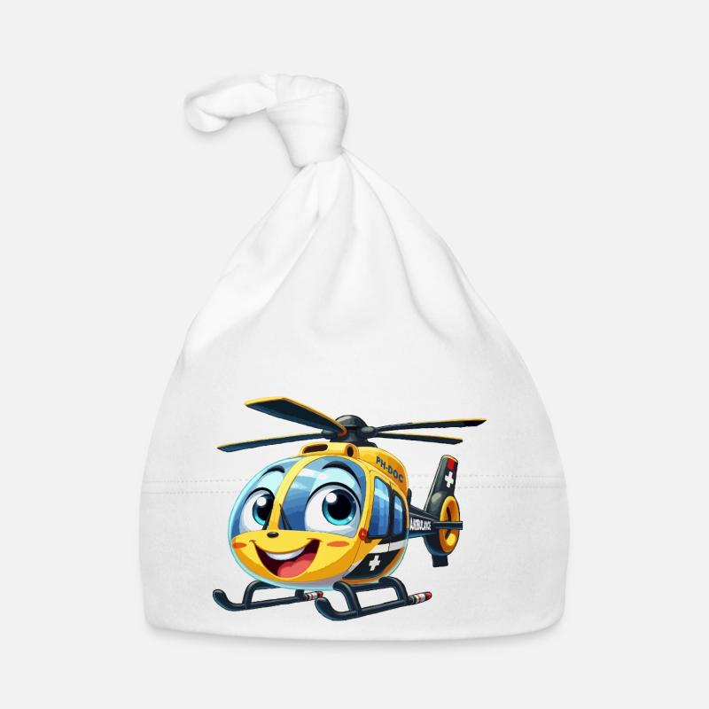 Hélicoptère de traumatologie junior - Bonnet bio Bébé - blanc