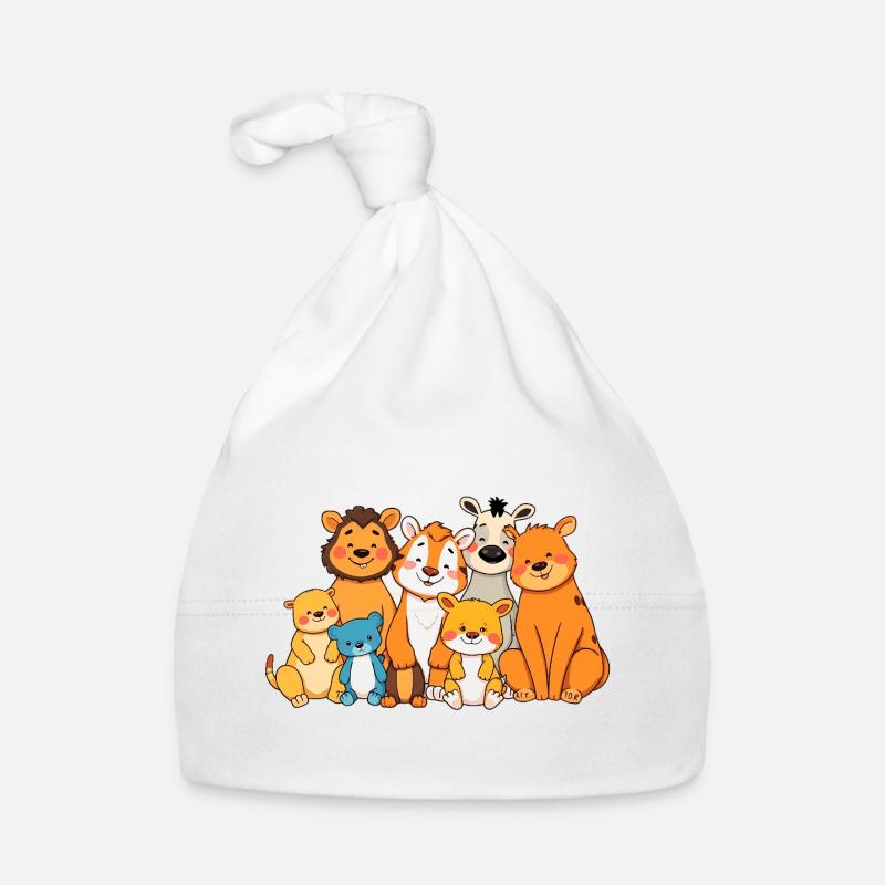 Conception ludique de bande dessinée de famille d’animaux Bonnet bio Bébé