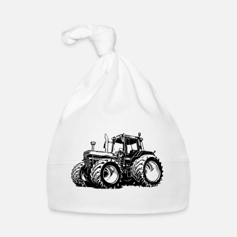 Kraftvolle Traktor-Silhouette Baby Bio-Mütze