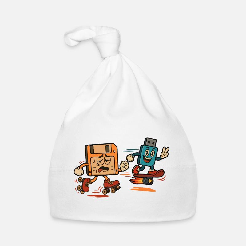 Floppy Disk vs USB Drive Sarcastic 80s Joke Organic Baby Cap