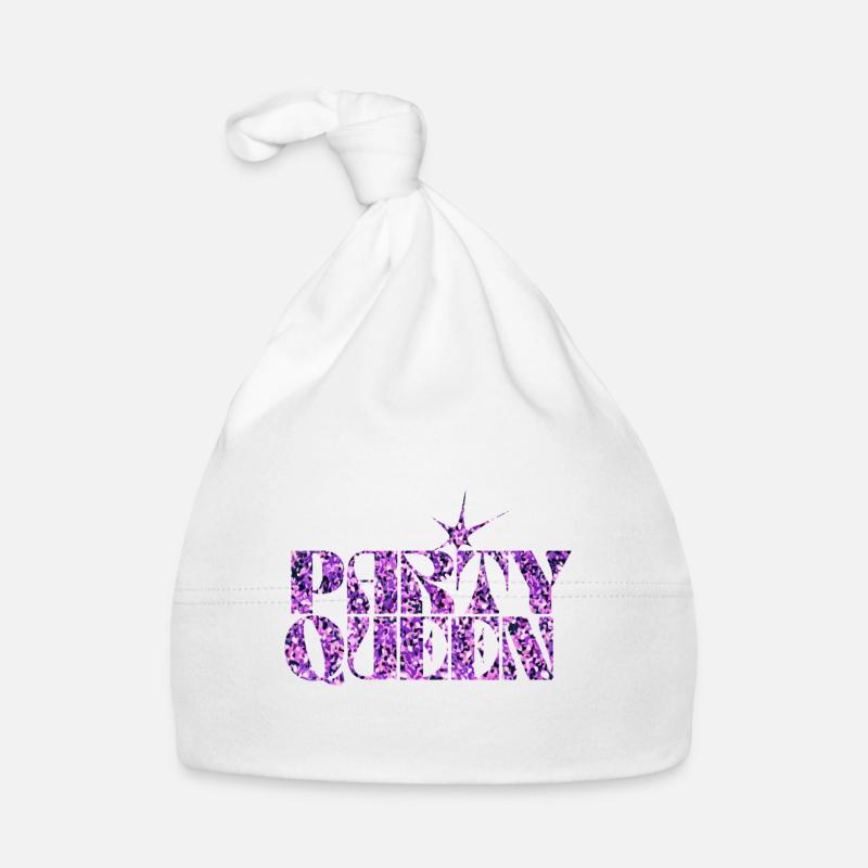 Party Queen Glitter Typography Organic Baby Cap