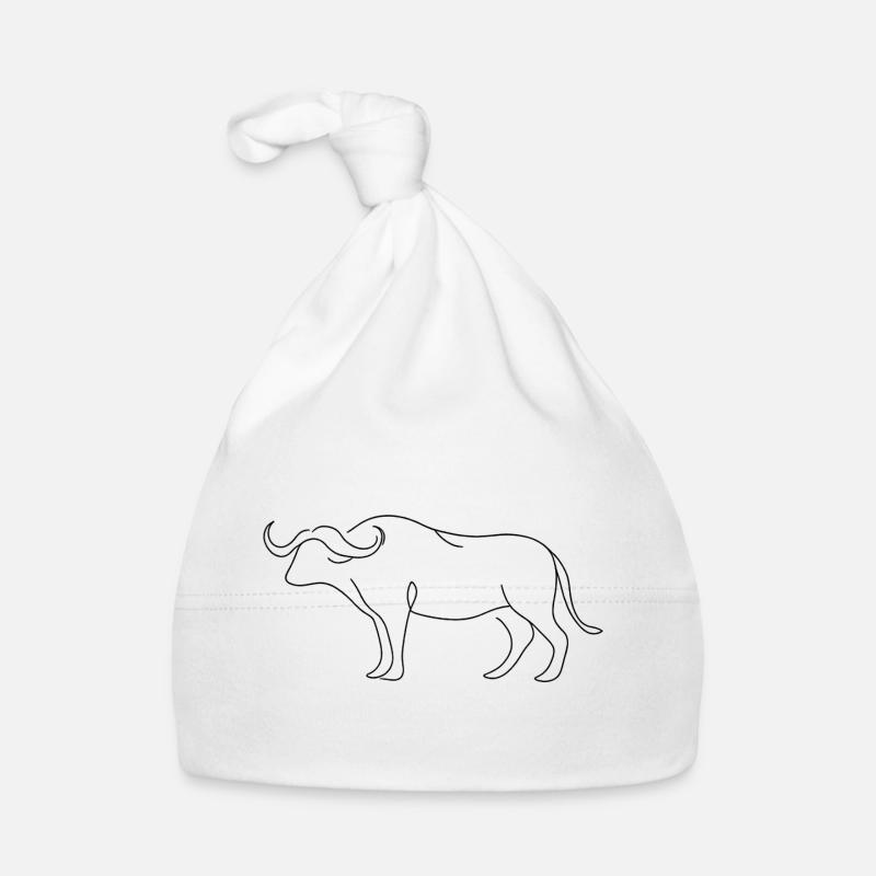 Silhouette silencieuse de buffle en lignes minimalistes Bonnet bio Bébé