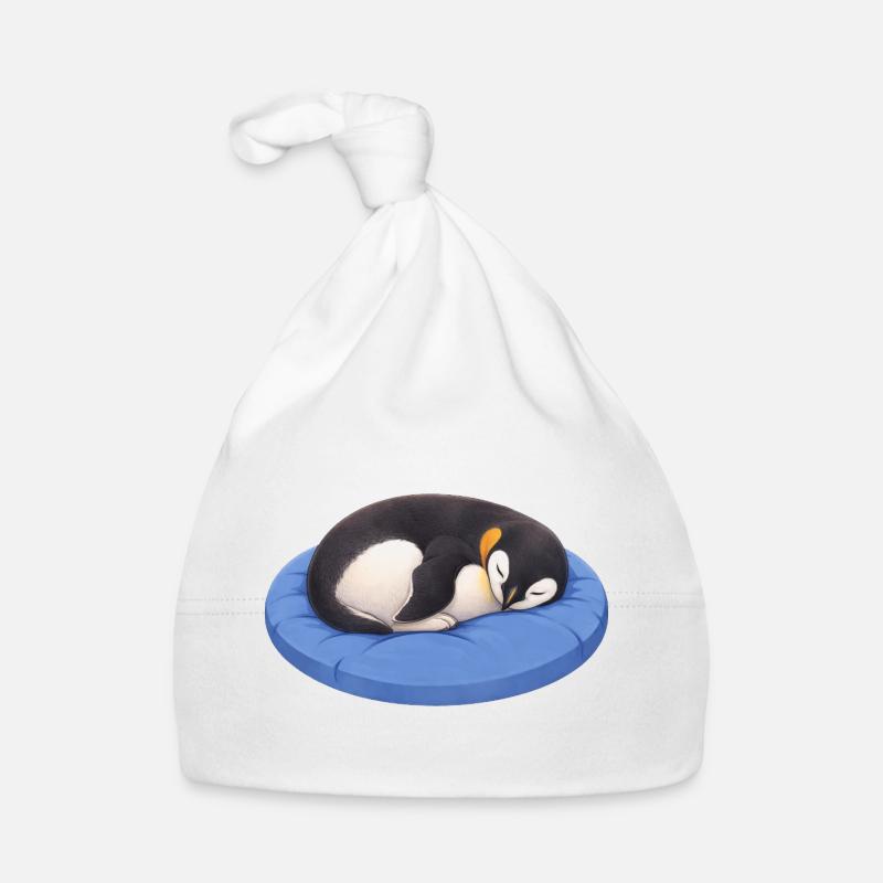 Mignon manchot de dessins animés endormi en train de se câliner Bonnet bio Bébé