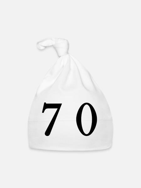 70. 70 ANS. 70e ANNIVERSAIRE. ANNIVERSAIRE 70 ANS. - Bonnet bio Bébé - blanc - Devant