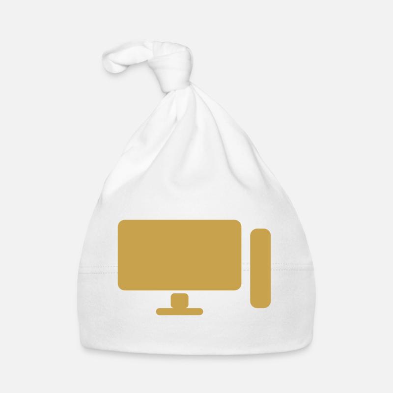 Icône minimaliste de configuration PC – Gamer Design - Bonnet bio Bébé - blanc