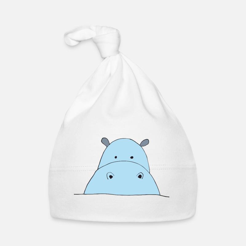 Blauer Hippo Blickfang Baby Bio-Mütze